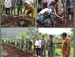 Usai Pembukaan TMMD Ke-127, Bupati Tanah Datar Bersama Dandim 0307/Tanah Datar Dan Rombongan Lakukan Penanaman Pohon