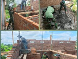 Satgas TMMD Ke-127 Kodim 0307/Tanah Datar Kerjakan Pemasangan Batu MCK di Belakang Mushalla Nur Fatih