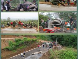 Satgas TMMD Ke-127 Kodim 0307/Tanah Datar Lanjutkan Pengecoran Jalan, Pekerjaan Dikebut Bersama Warga