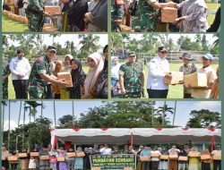 Penutupan TMMD Ke-127 Kodim 0307/Tanah Datar Diakhiri Dengan Penyerahan Sembako Kepada Masyarakat