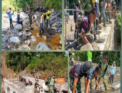 Sinergi TNI dan Warga, Pembangunan Jembatan Armco di Lima Kaum Capai 45 Persen