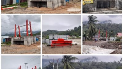 Excavator Kobelco Turun Gunung di Pesisir Selatan, Pembangunan Jembatan Gantung dan Jalan 300 Meter Jadi Sorotan