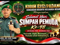 Kolonel Inf Faiq Fahmi, Dandim 0312/Padang, Bersama Keluarga Besar Kodim Gaungkan “Pemuda untuk Indonesia” pada Hari Sumpah Pemuda di Padang